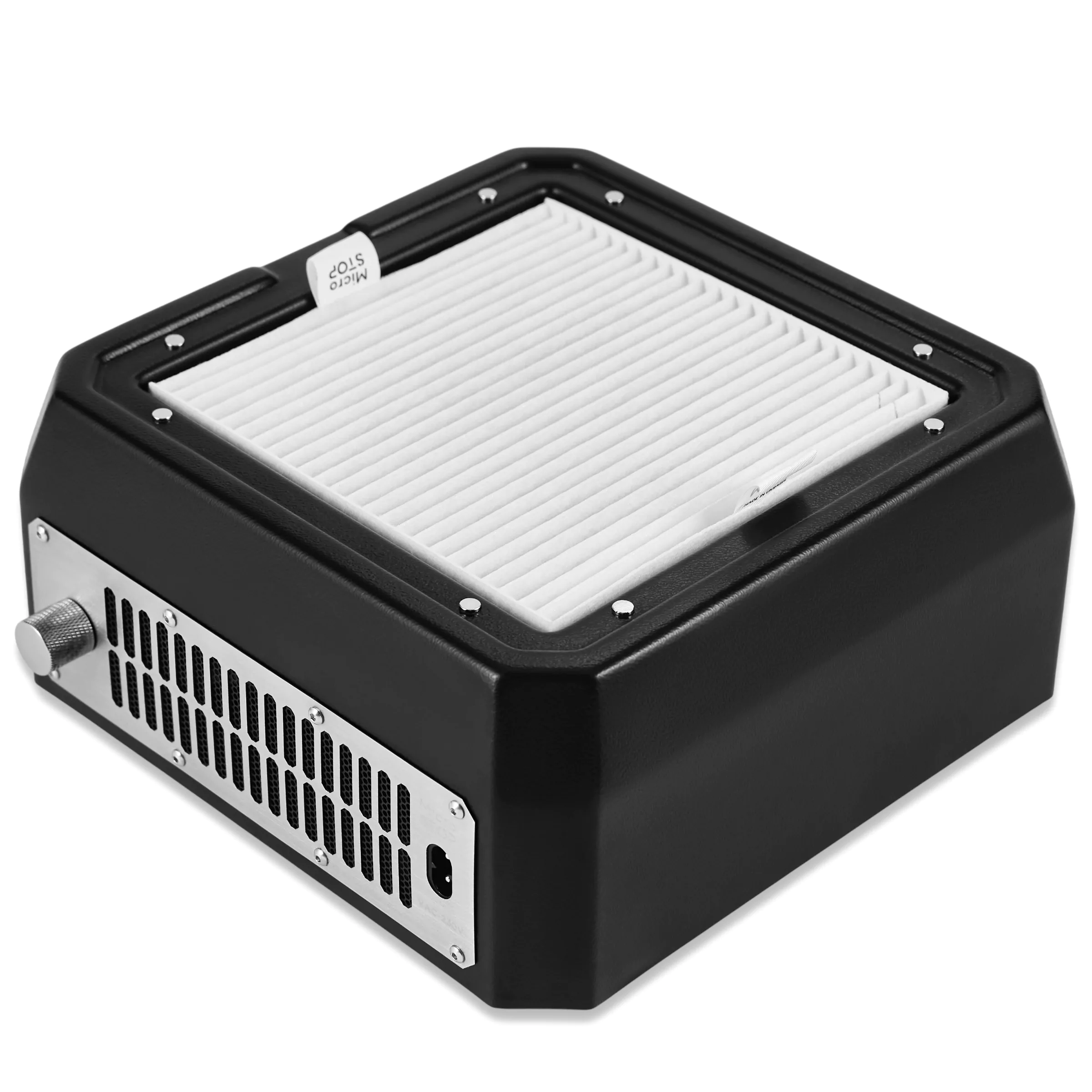 Microstop Base Tabletop Nail Dust Collector with HEPA Filter Black