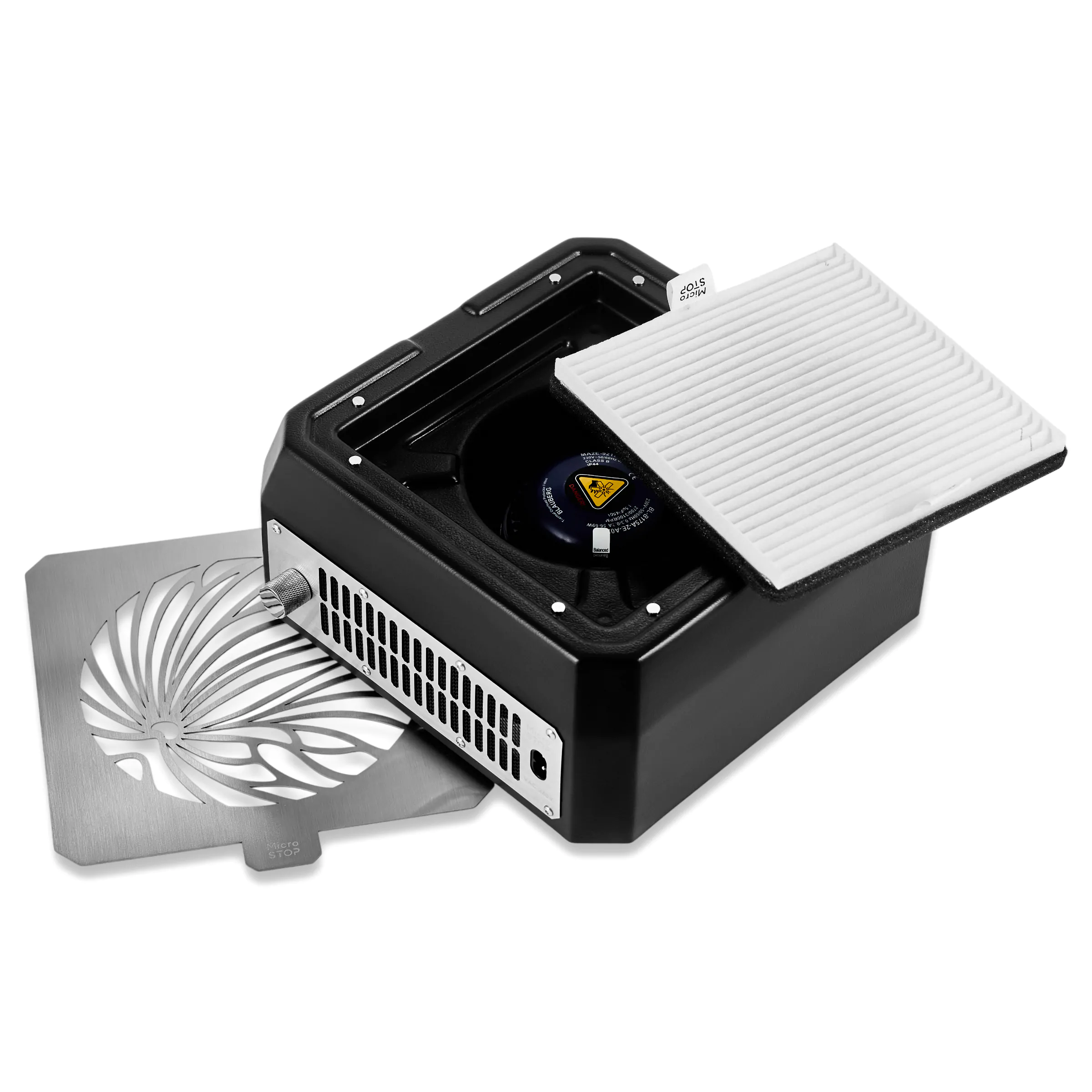Microstop Base Tabletop Nail Dust Collector with HEPA Filter Black