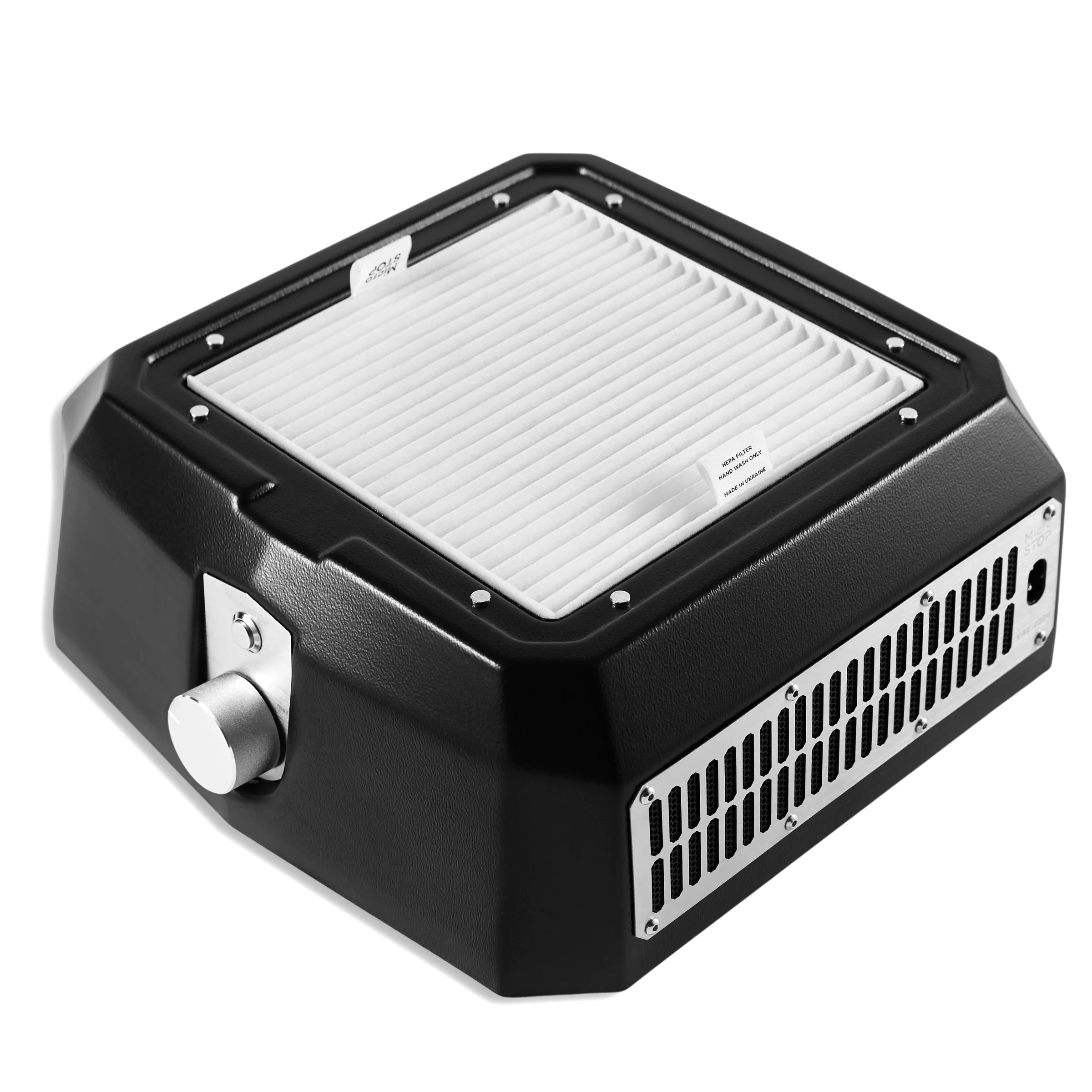 Microstop Base Pro Tabletop Nail Dust Collector with HEPA Filter Black