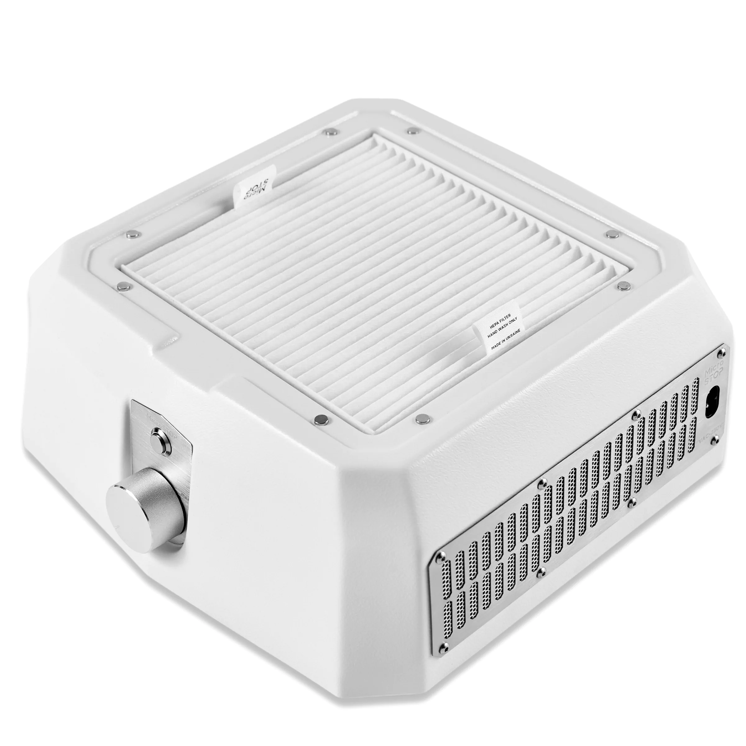 Microstop Base Pro Tabletop Nail Dust Collector with HEPA Filter White