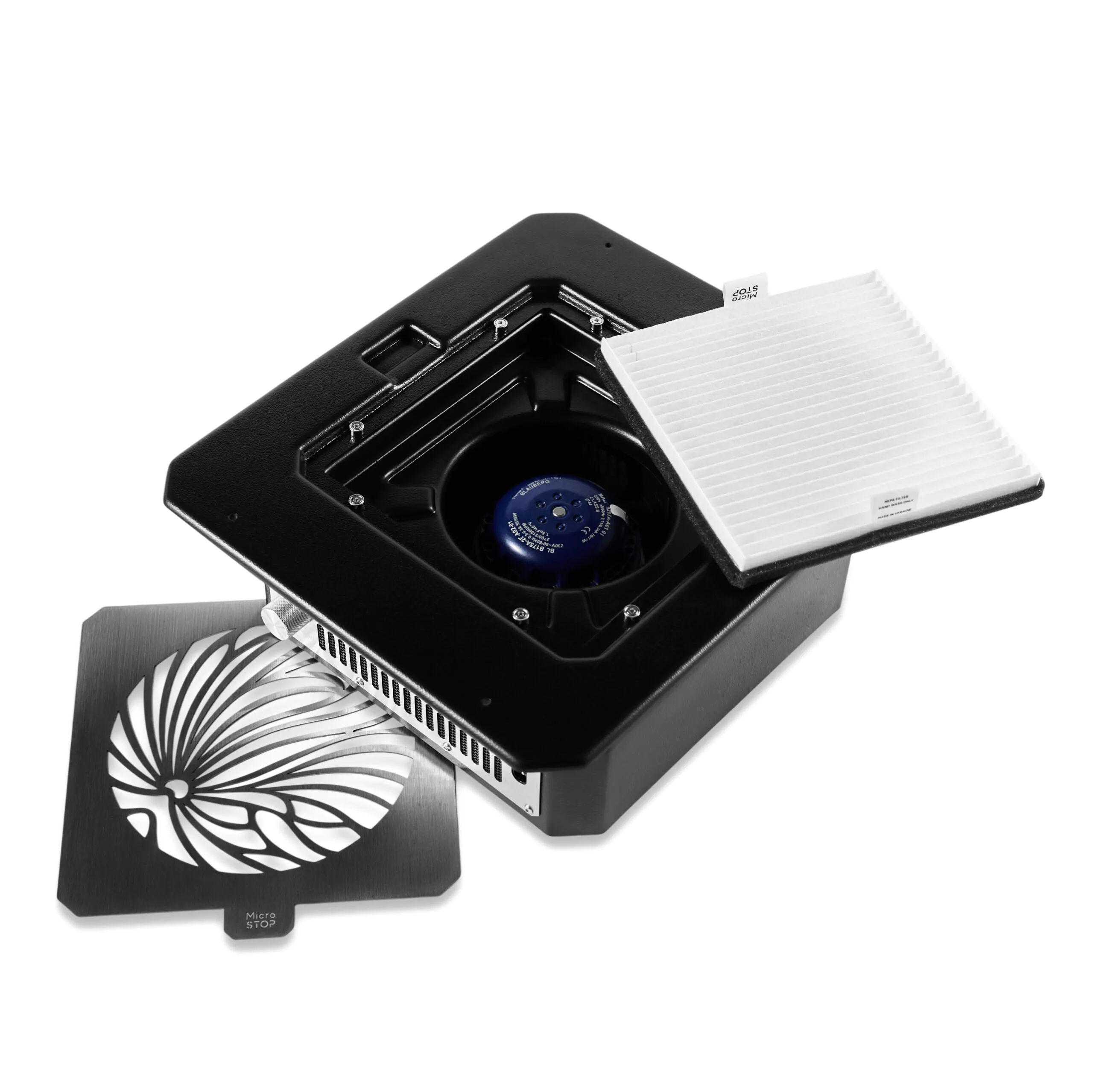 Microstop Prof Built-in Nail Dust Collector with HEPA Filter Black